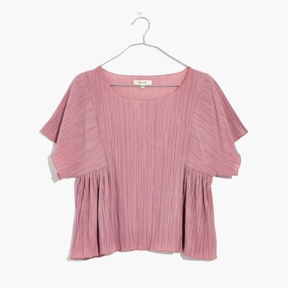 Madewell Texture & Thread Micropleat Top size Large Vintage Mauve Plisse - Picture 5 of 12